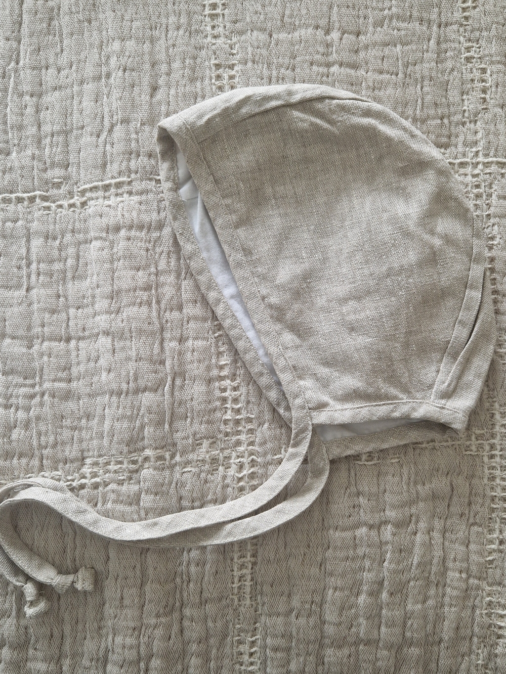 Unbranded Neutral Linen Baby Bonnet in Natural Beige